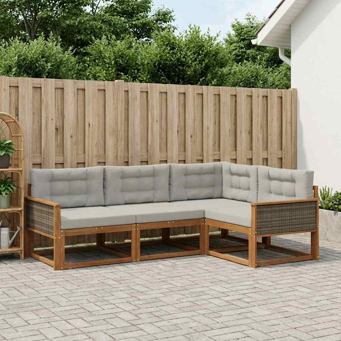 Set de canapele de exterior 4 pcs Natural și Gri deschis WALTI