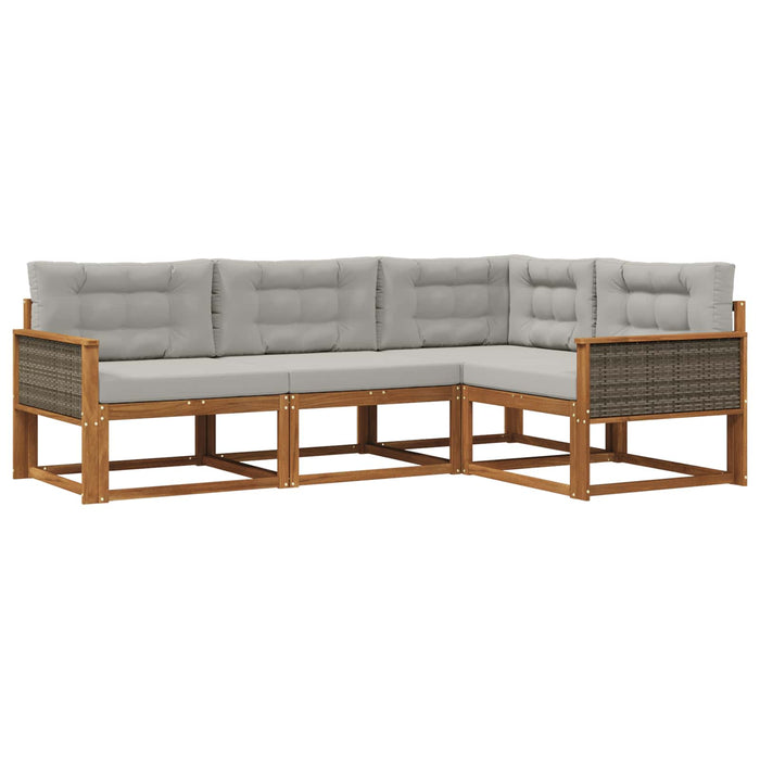 Set de canapele de exterior 4 pcs Natural și Gri deschis WALTI