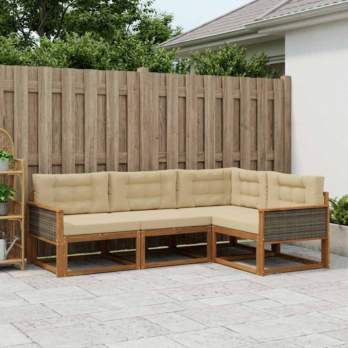 Set de canapele de exterior cu pernă 4 pcs Natural și Bej - WALTI WALTI