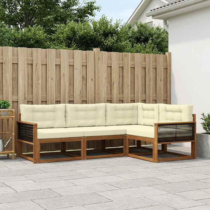 Set de canapele de exterior cu pernă 4 pcs Natural și Crem WALTI