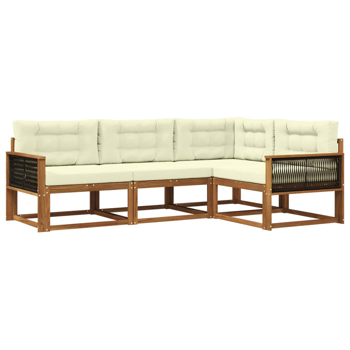 Set de canapele de exterior cu pernă 4 pcs Natural și Crem WALTI