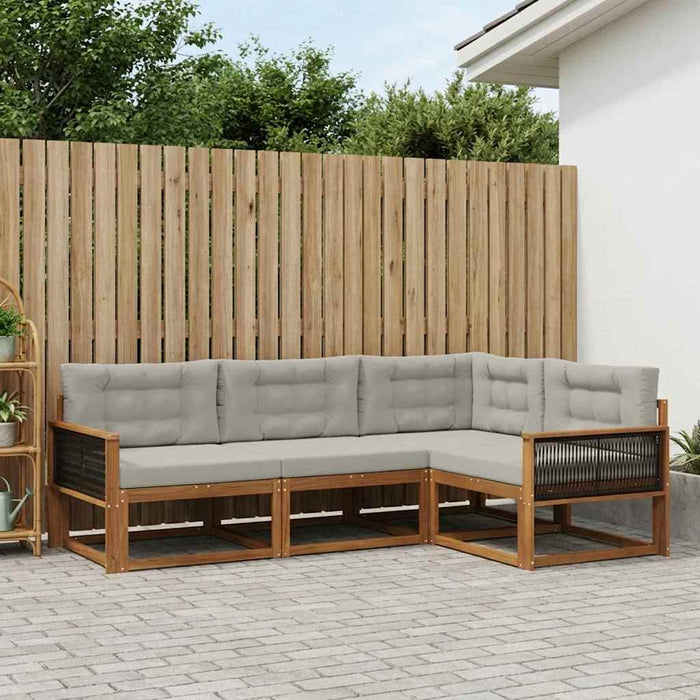 Set de canapele de exterior 4 pcs Natural și Gri deschis WALTI