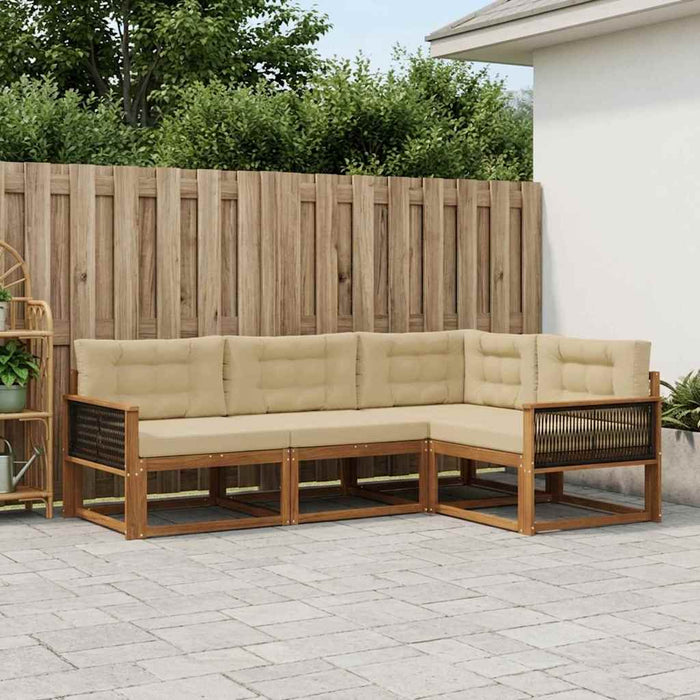 Set de canapele de exterior cu pernă 4 pcs Natural și Bej WALTI