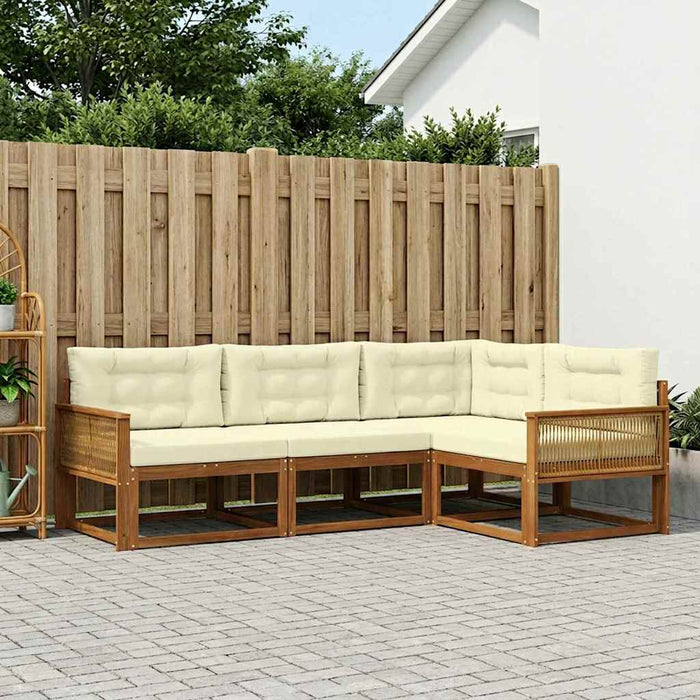Set de canapele de exterior cu pernă 4 pcs Natural și Crem WALTI