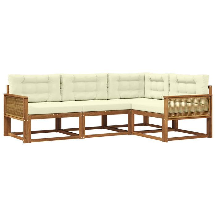 Set de canapele de exterior cu pernă 4 pcs Natural și Crem WALTI
