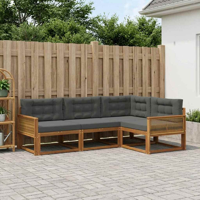 Set de canapele de exterior cu pernă 4 pcs Natural și Antracit WALTI