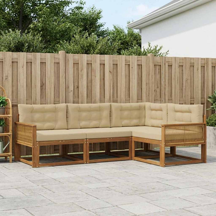 Set de canapele de exterior cu pernă 4 pcs Natural și Bej WALTI