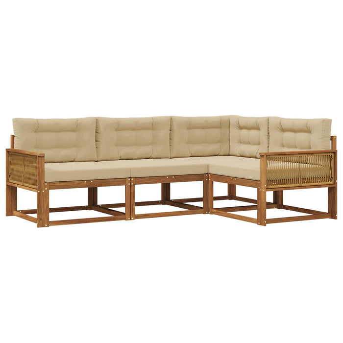 Set de canapele de exterior cu pernă 4 pcs Natural și Bej WALTI