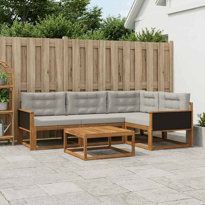 Set de canapele de exterior 5 pcs Natural și Gri deschis WALTI