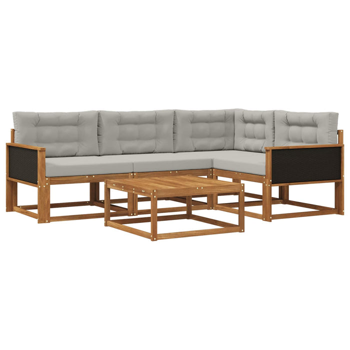 Set de canapele de exterior 5 pcs Natural și Gri deschis WALTI