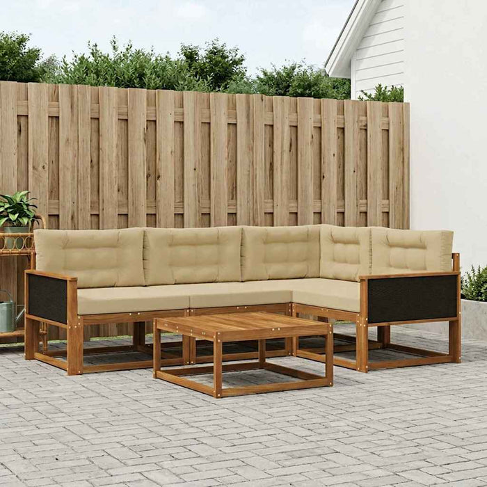 Set de canapele de exterior cu pernă 5 pcs Natural și Bej WALTI