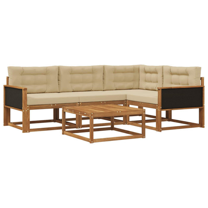 Set de canapele de exterior cu pernă 5 pcs Natural și Bej WALTI