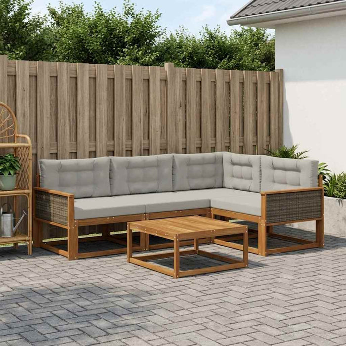 Set de canapele de exterior 5 pcs Natural și Gri deschis WALTI