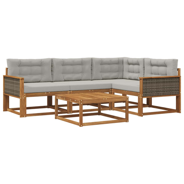 Set de canapele de exterior 5 pcs Natural și Gri deschis WALTI