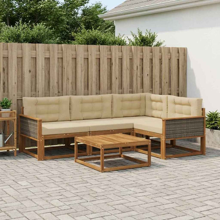 Set de canapele de exterior cu pernă 5 pcs Natural și Bej WALTI