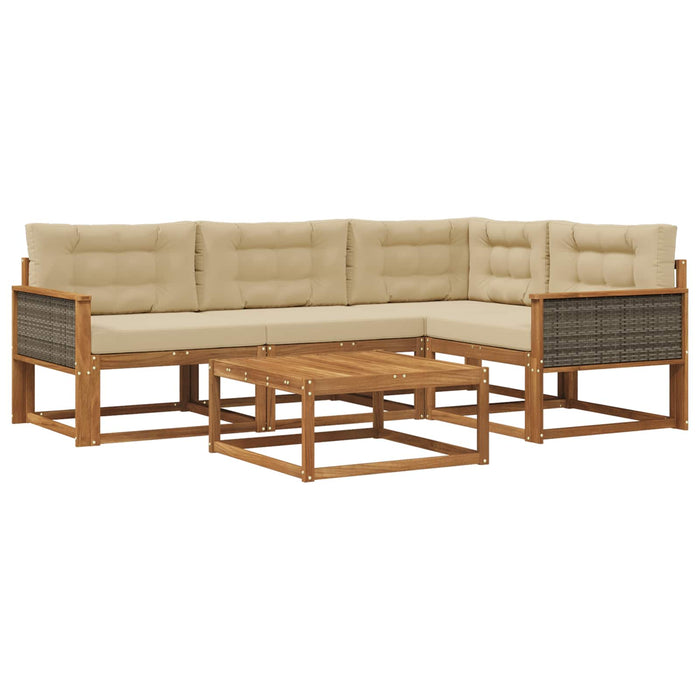Set de canapele de exterior cu pernă 5 pcs Natural și Bej WALTI