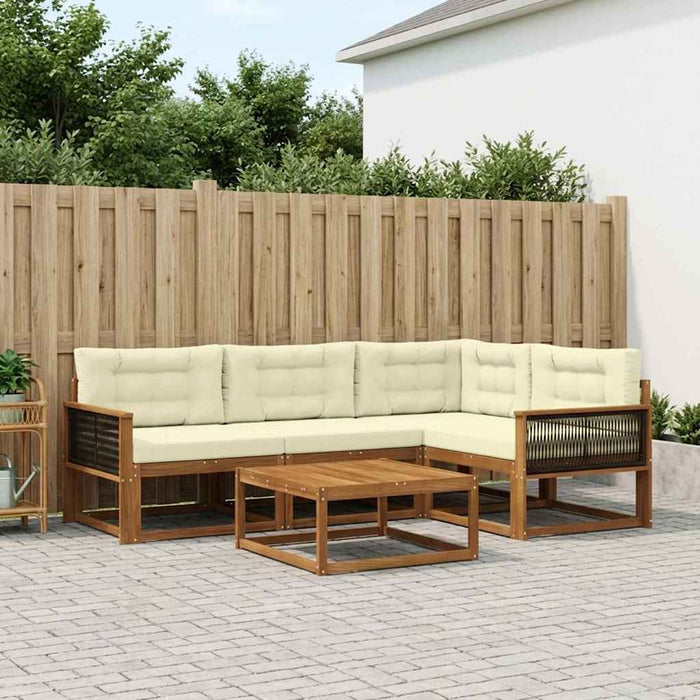 Set de canapele de exterior cu pernă 5 pcs Natural și Crem WALTI