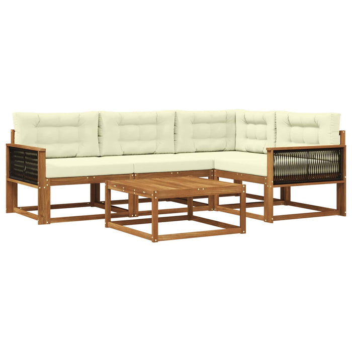 Set de canapele de exterior cu pernă 5 pcs Natural și Crem WALTI