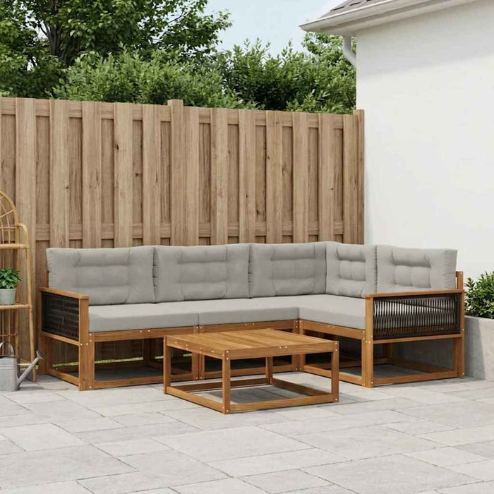 Set de canapele de exterior 5 pcs Natural și Gri deschis WALTI