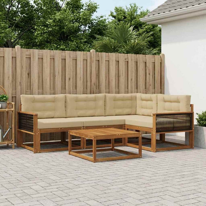 Set de canapele de exterior cu pernă 5 pcs Natural și Bej WALTI