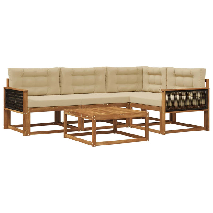 Set de canapele de exterior cu pernă 5 pcs Natural și Bej WALTI