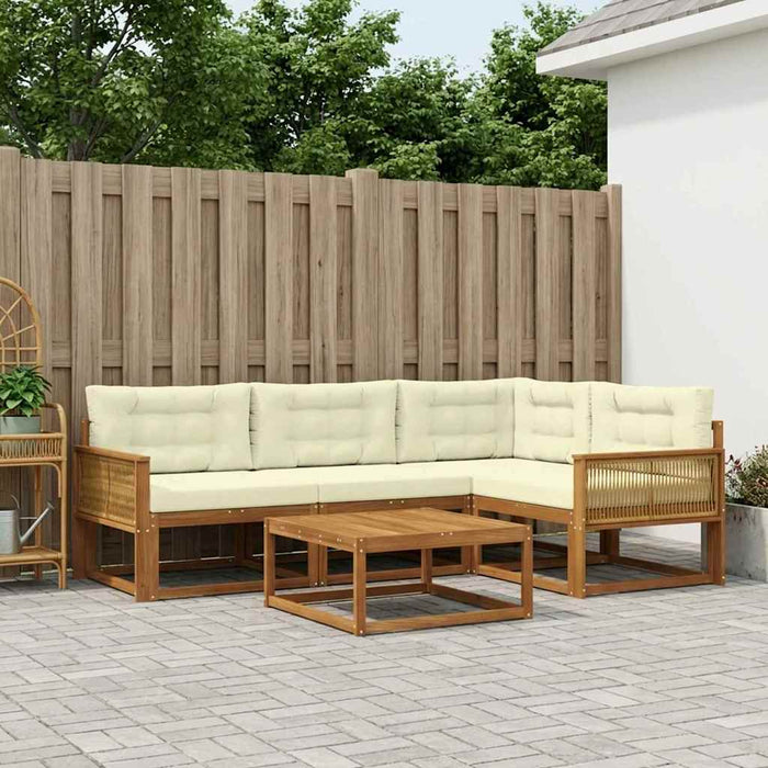 Set de canapele de exterior cu pernă 5 pcs Natural și Crem WALTI