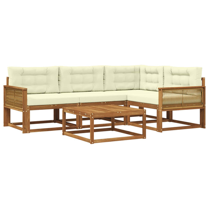 Set de canapele de exterior cu pernă 5 pcs Natural și Crem WALTI
