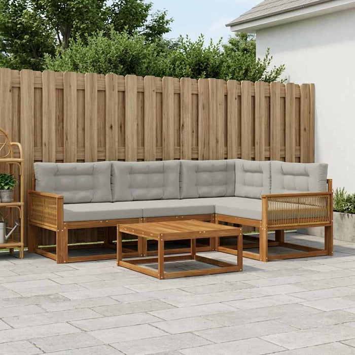 Set de canapele de exterior 5 pcs Natural și Gri deschis WALTI
