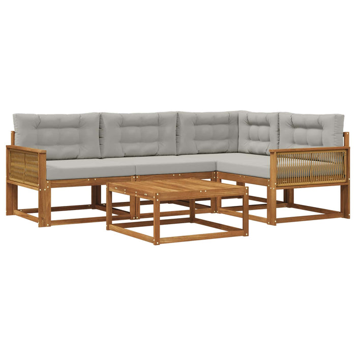 Set de canapele de exterior 5 pcs Natural și Gri deschis WALTI