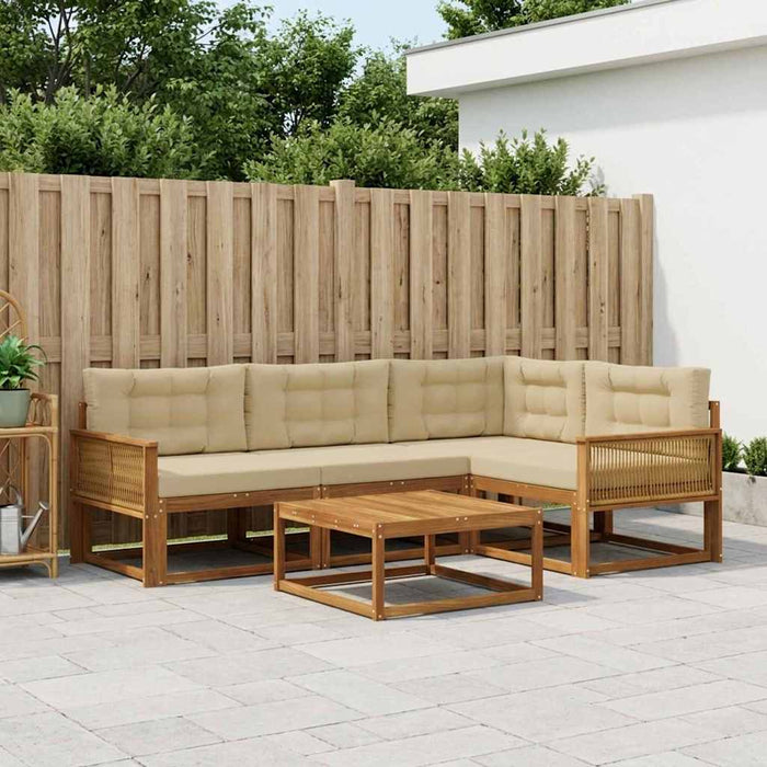 Set de canapele de exterior cu pernă 5 pcs Natural și Bej WALTI