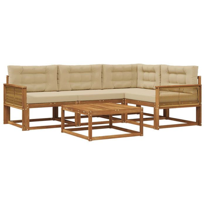 Set de canapele de exterior cu pernă 5 pcs Natural și Bej WALTI
