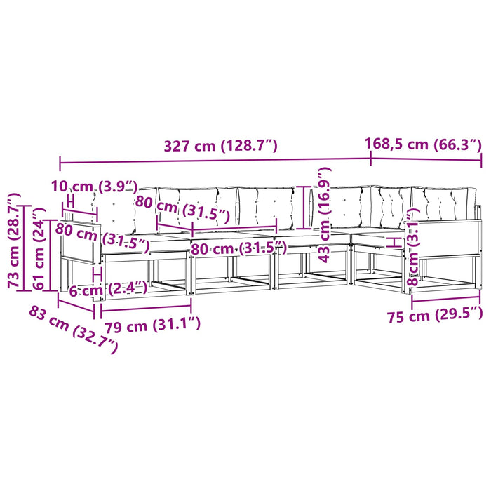 Set de canapele de exterior 5 pcs Natural și Gri deschis WALTI