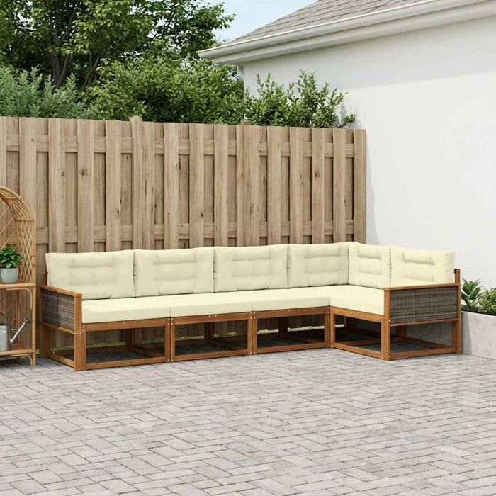 Set de canapele de exterior 5 pcs Natural și Crem WALTI