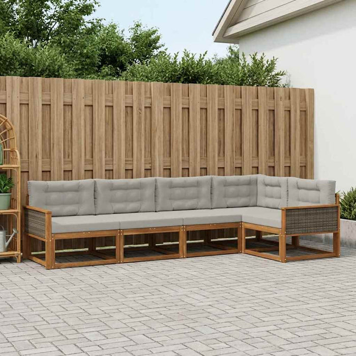 Set de canapele de exterior 5 pcs Natural și Gri deschis WALTI