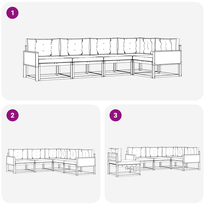 Set de canapele de exterior 5 pcs Natural și Gri deschis WALTI