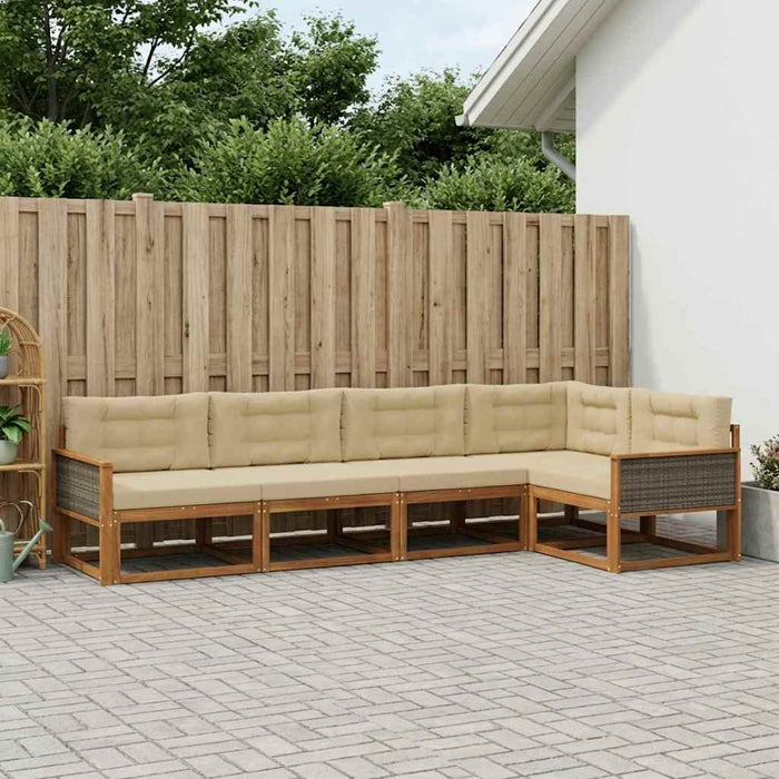 Set de canapele de exterior 5 pcs Natural și Bej WALTI