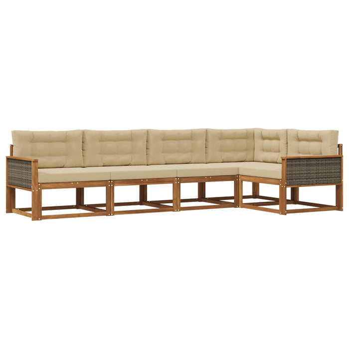 Set de canapele de exterior 5 pcs Natural și Bej WALTI