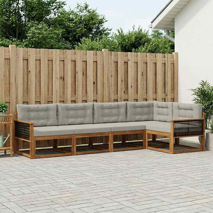 Set de canapele de exterior 5 pcs Natural și Gri deschis WALTI