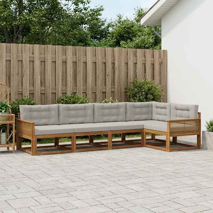 Set de canapele de exterior 5 pcs Natural și Gri deschis WALTI