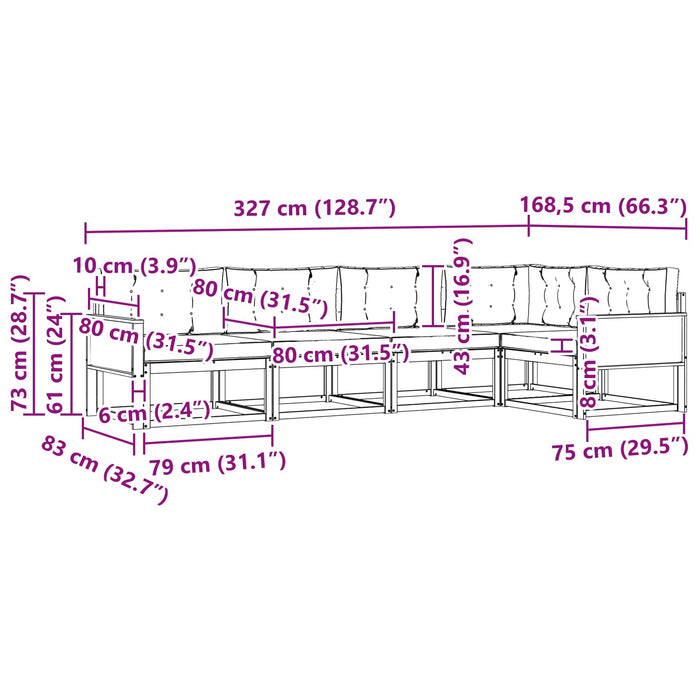 Set de canapele de exterior 5 pcs Natural și Gri deschis WALTI