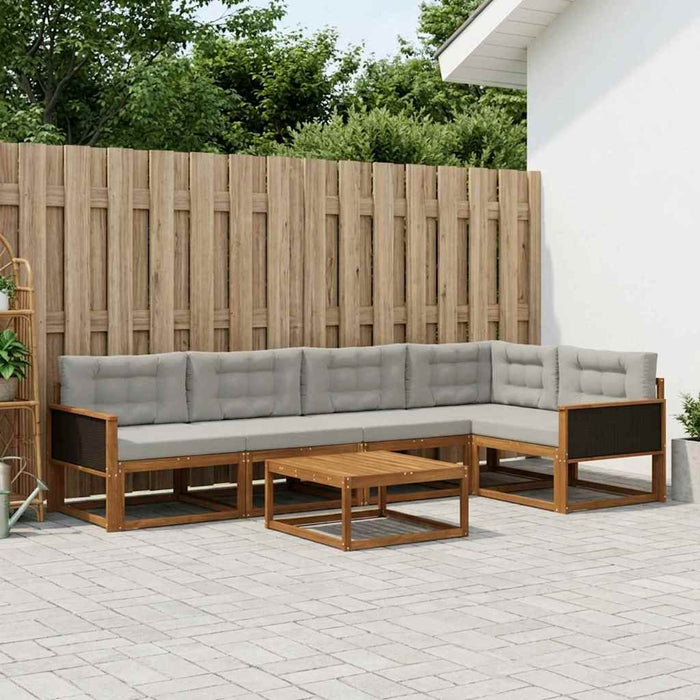 Set de canapele de exterior 6 pcs Natural și Gri deschis WALTI