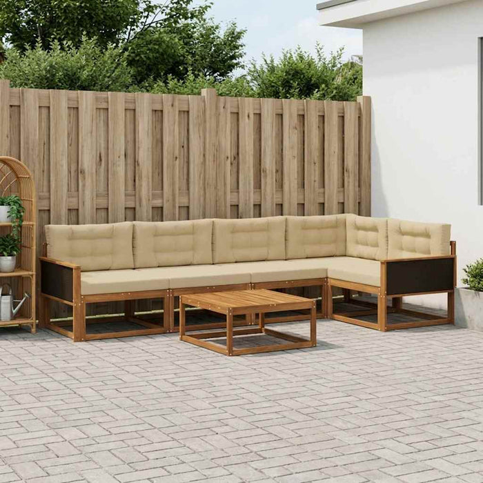 Set de canapele de exterior cu pernă 6 pcs Natural și Bej WALTI