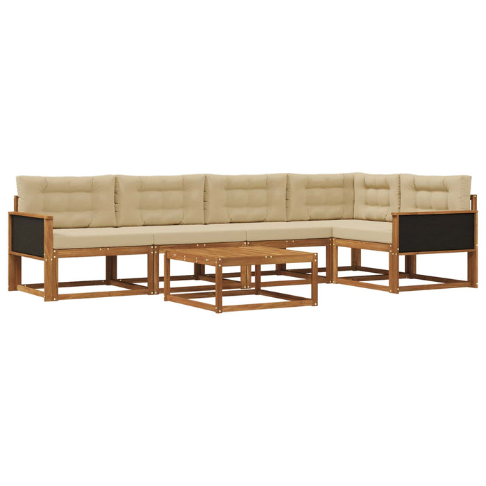 Set de canapele de exterior cu pernă 6 pcs Natural și Bej WALTI