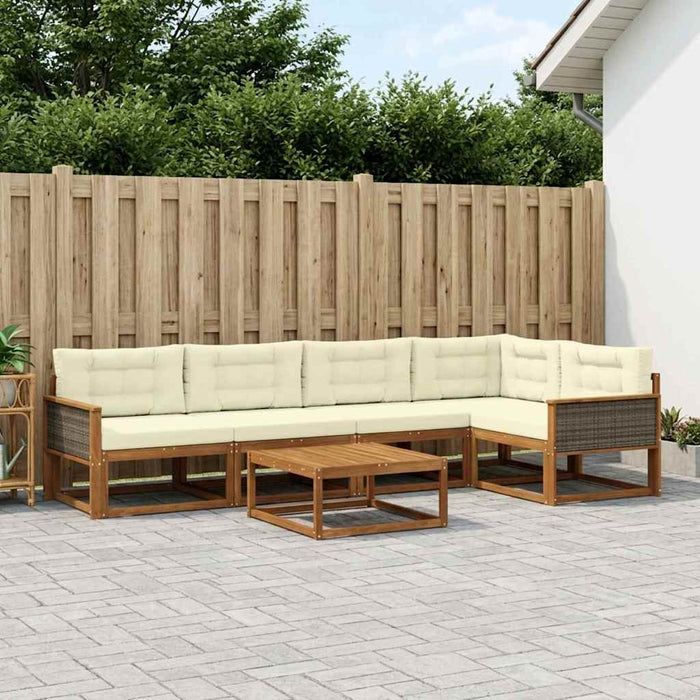 Set de canapele de exterior cu pernă 6 pcs Natural și Crem WALTI