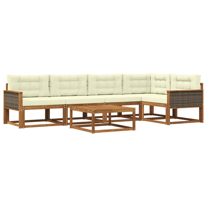 Set de canapele de exterior cu pernă 6 pcs Natural și Crem WALTI