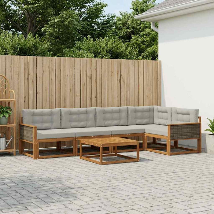 Set de canapele de exterior 6 pcs Natural și Gri deschis WALTI