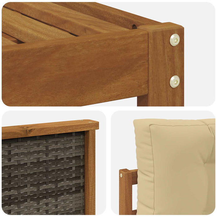 Set de canapele de exterior cu pernă 6 pcs Natural și Bej WALTI
