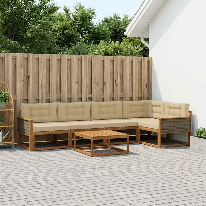 Set de canapele de exterior cu pernă 6 pcs Natural și Bej WALTI
