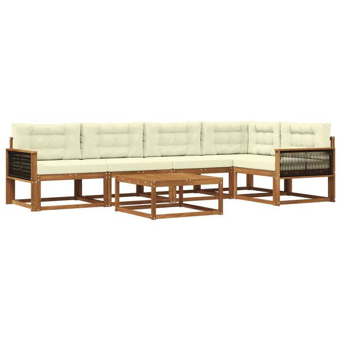 Set de canapele de exterior cu pernă 6 pcs Natural și Crem WALTI