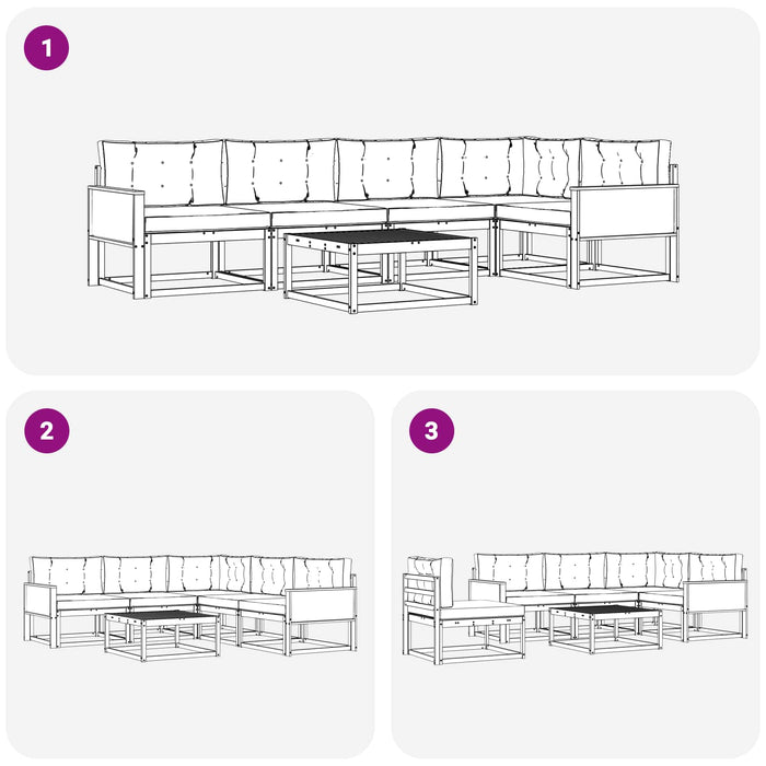 Set de canapele de exterior cu pernă 6 pcs Natural și Antracit WALTI